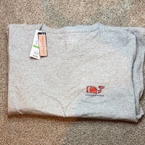 Vineyard Vines Heather Gray Tee with Football Whale